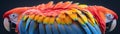 Close-up of a colorful parrots feathers