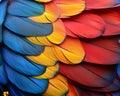 Close-up of a colorful parrots feathers