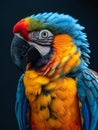 Close-up of a colorful parrots feathers