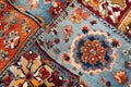 close-up of a colorful persian rugs patterns and textures