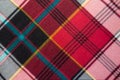 Close up of colorful plaid viscose fabric