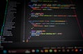 Close-up of colorful programming code on a computer screen showing deleteUser function with Authorization Bearer token, Royalty Free Stock Photo