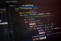 Close-up of colorful programming code on a dark screen, illustrating a sorting algorithm and clean logic structure, ideal for use Royalty Free Stock Photo