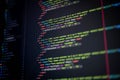 Close-up of colorful programming code on a screen showing sort direction and sort field, symbolizing web development, software Royalty Free Stock Photo