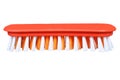 Colorful red plastic brush with orange and white bristles for cleaning clothes,Washing brush isolated on white background Royalty Free Stock Photo