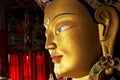 Close up colorful sculpture of Maitreya buddha Royalty Free Stock Photo