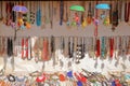 Close-up on colorful souvenirs on sale in a shop inside the Site of Petra