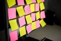 Close up colorful sticky notes reminders on computer monitor Royalty Free Stock Photo