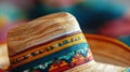 Close Up of a Colorful Straw Hat Royalty Free Stock Photo