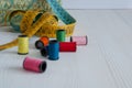Close-up of colorful thread spools Royalty Free Stock Photo