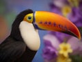 close up of a colorful tropical Toucan in the wildness