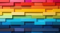 A close up of a colorful wall made out of blocks, AI