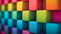 A close up of a colorful wall made out of many different colored blocks, AI