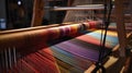 Close-Up of Colorful Weaving Machine