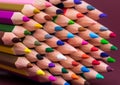 Close Up of Coloured Pencil Tips Royalty Free Stock Photo
