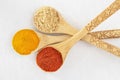 Coloured spices on white background Royalty Free Stock Photo