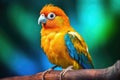 Close-up Colourful Bird. Generative AI