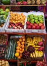 A close up of colourful fruit and vegetable stall at a local market Royalty Free Stock Photo