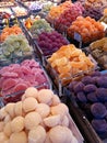 Close-up a lot of colorful jelly beans in a market, Barcelona