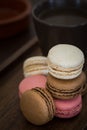 Close up of colourful Macaroons for coffee break