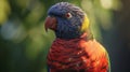 a close up of a colourfull parrot