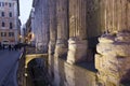 Close up of the columns of Hadrian Temple in Rome