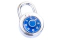 Close up of a combination pad lock isolated on white Royalty Free Stock Photo