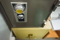 Close up of combination safe with yellow knob Royalty Free Stock Photo