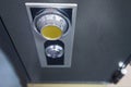 Close up of combination safe with yellow knob Royalty Free Stock Photo