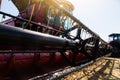 Close up of combine harvester