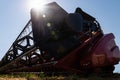 Close up of combine harvester