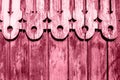 Close-up combined grunge shabby wooden background toning in color 2023 Viva Magenta. Copy space