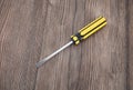 Close up of a common screwdriver tool on the table Royalty Free Stock Photo