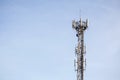 Close up communication tower top. Radio antenna Tower Royalty Free Stock Photo