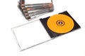 Close-Up Of Compact Discs Over White Background Royalty Free Stock Photo