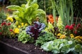 close-up of companion planting in a garden bed Royalty Free Stock Photo