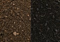 Comparison of Two Types of Soil Ready for Planting with Natural Organic Matter and Different Moisture Levels Royalty Free Stock Photo