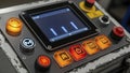 Industrial Control Panel with Touchscreen and Illuminated Buttons Royalty Free Stock Photo
