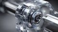 Close-Up of a Complex Mechanical Component with Transparent Parts and Precision Engineering Detailing Royalty Free Stock Photo