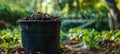 Close-up of Compost Bin in Backyard Garden for Eco-Friendly Waste Management Design Royalty Free Stock Photo
