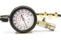 Close up of compression meter use for measure car cylinder compression on white background, Isolated Royalty Free Stock Photo