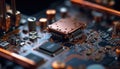 Close up of a computer chip on a circuit board generated by AI Royalty Free Stock Photo