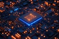 A close up of a computer chip on a circuit board Royalty Free Stock Photo