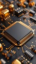 A close up of a computer chip on a circuit board Royalty Free Stock Photo