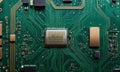 A close-up of a computer chip on a circuit board, showcasing the intricate network of electronic components that power Royalty Free Stock Photo