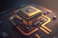 Close-up of computer chip on table Royalty Free Stock Photo