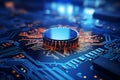 Close-up of Computer Circuit Board with CPU and Memory Cards