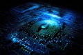 Close Up of Computer Circuit Board - Detailed Electronic Components for Modern Computing Devices, Fingerprint scan providing Royalty Free Stock Photo