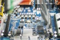 Close-up of computer circuit board in manufacturing industry Royalty Free Stock Photo