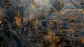 Close up of computer circuit board with numerous tiny buttons Royalty Free Stock Photo